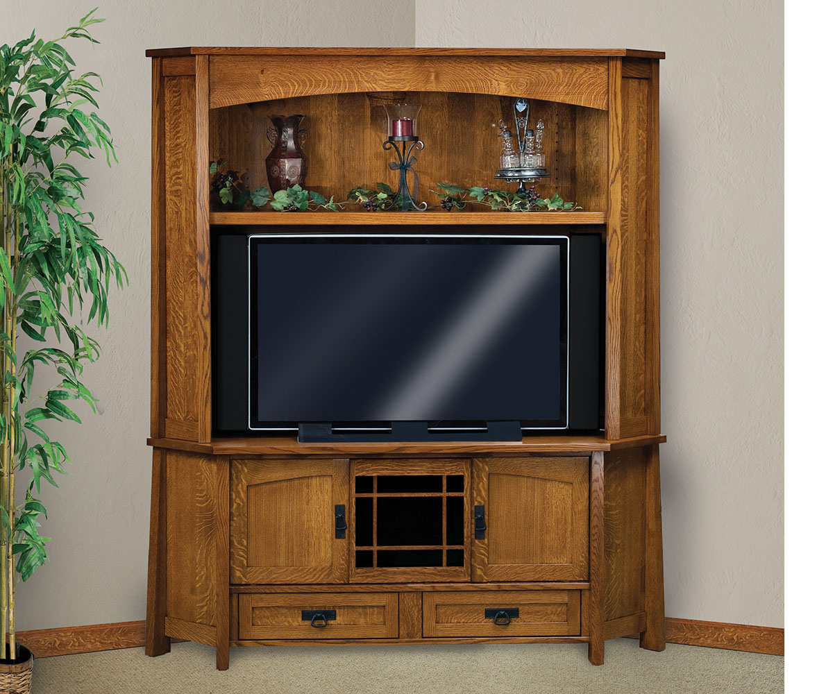 Modesto Media Corner Console With Hutch - Image 2