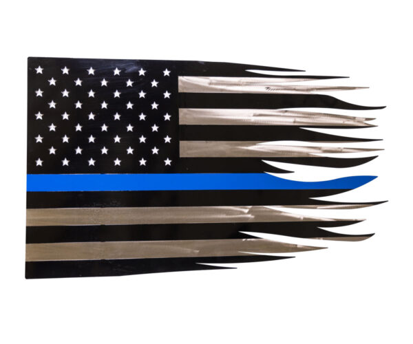 Tattered Rustic Metal Police American Flag